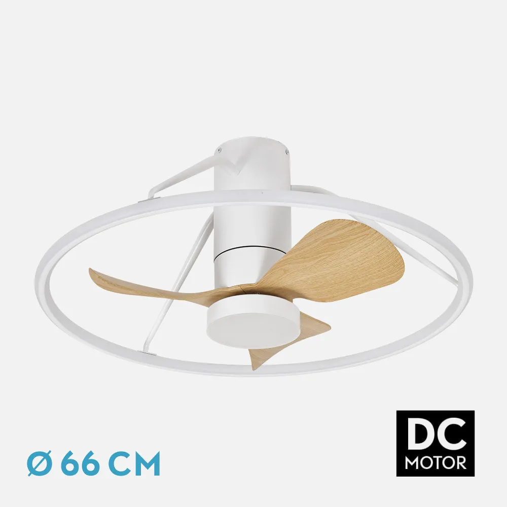 243699068 - Ventilador Dc Oporto 46w Blan/haya 3asp.66d 4600lm 3000-4000-6500k 6vel Remot,tempo,3int.rg