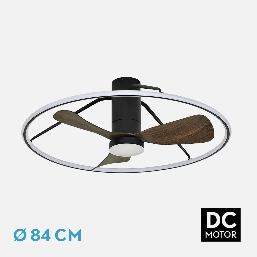 243691388 - Fan Dc Oporto 56w Neg/marr 3asp.84d 5600lm 3000-4000-6000k 6vel Remot,tempo,3int.rg