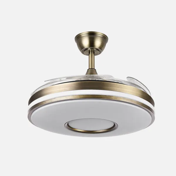 Ventilador Dani 59w 6980lm Cuero 4 Aspas Desplegables 107d 3000-4000-6000k Remoto, Reg.Intensidad, Memor. Y Tempor. 24