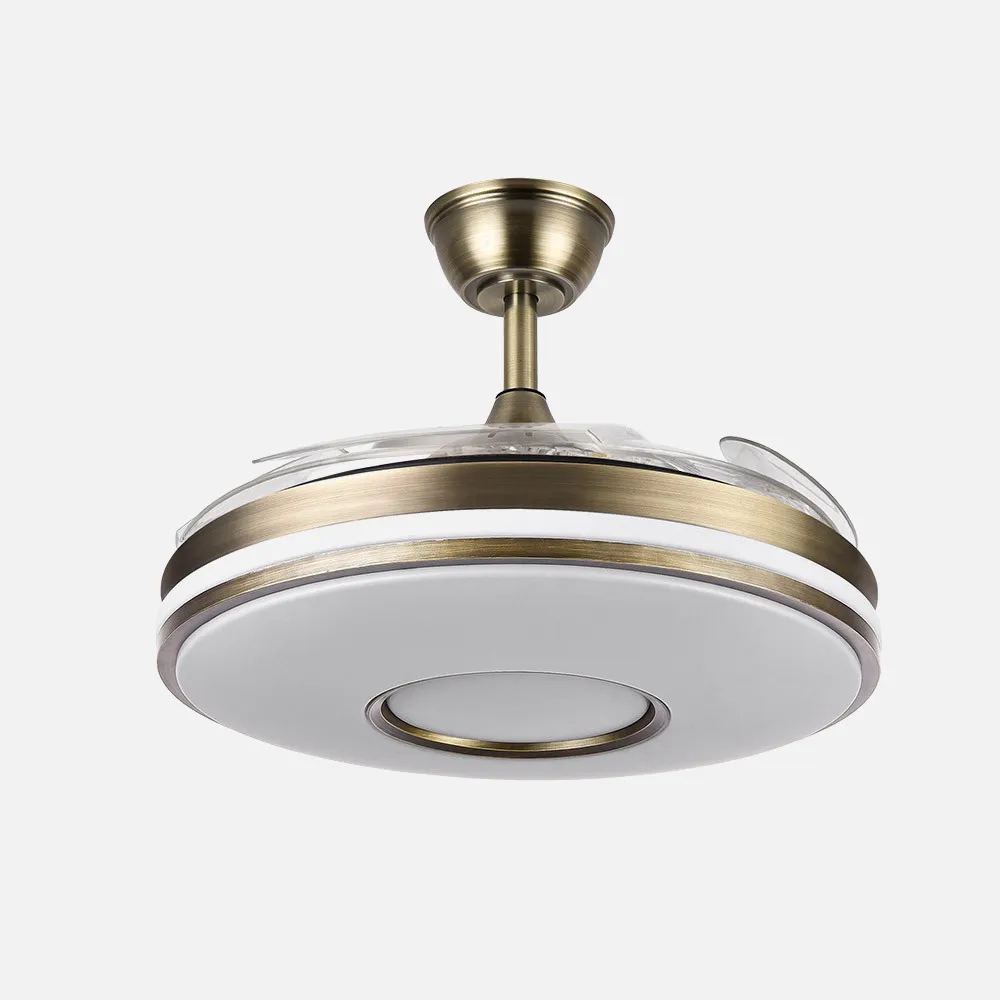 Ventilador Dani 59w 6980lm Cuero 4 Aspas Desplegables 107d 3000-4000-6000k Remoto, Reg.Intensidad, Memor. Y Tempor. 24