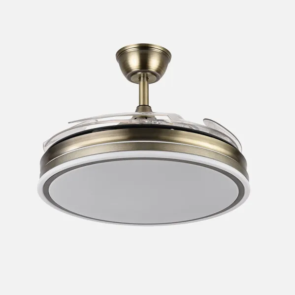 Ventilador Bayomo 59w 6980lm Cuero 4 Aspas Desp. 34,5/42x50/107d.3 Color, Dc.remoto+Reg.Intensidad