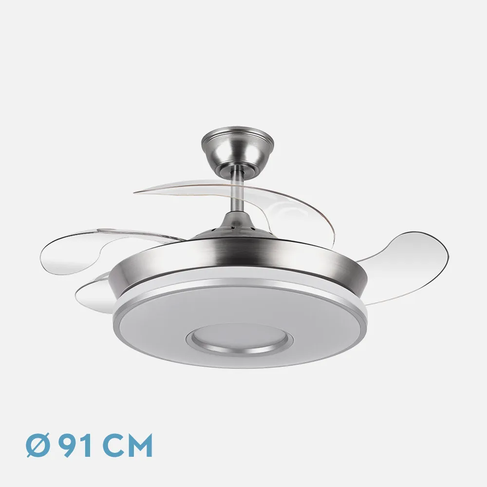 165399020 - Ventilador Dc Dani 59w 6980lm Niquel 4aspas 6velocidades 91d 3000-4000-6000k Remot+reg.intensidad+memori+tempor 