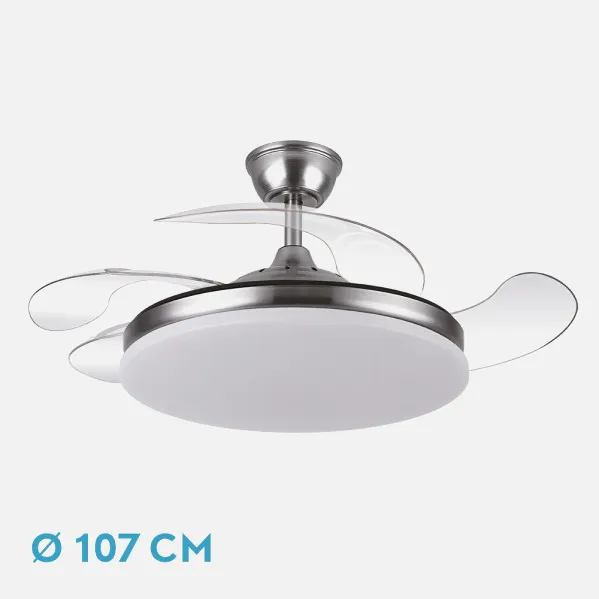 Fan Dc Tridente 59w Nickel 4sails Desp.107d 6980lm Reg.Remote intensity+timer+memory 3000-4000-6000k