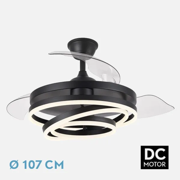 Ventilador 72w Dc Kai Negro 3 Aspas Transp. 6Vel. 3 Colores 43/58x50/107 C/remoto,memoria Y temp. 6120lm