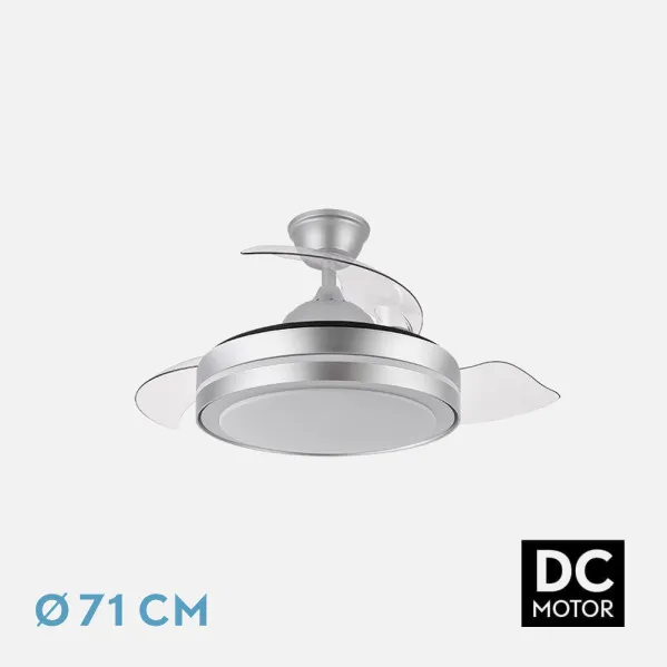Ventilador Dc Esparta Peque 44w 5182lm Plata 72d 3asp 3000-4000-6000k Remoto+temporizador+memoria