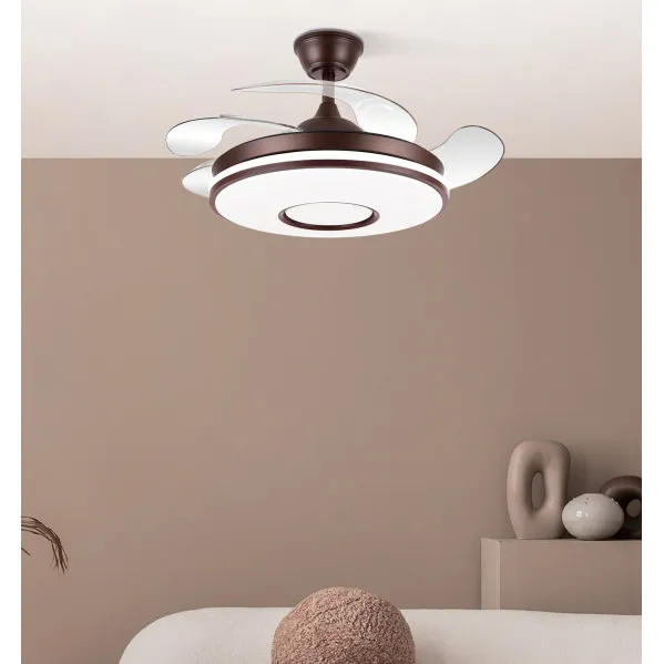 Ventilador Dc Dani Mini 59w Marron 4asp 91d 6980lm 3000-4000-6000k Reg.intensidad Remoto,memoria,temporizador
