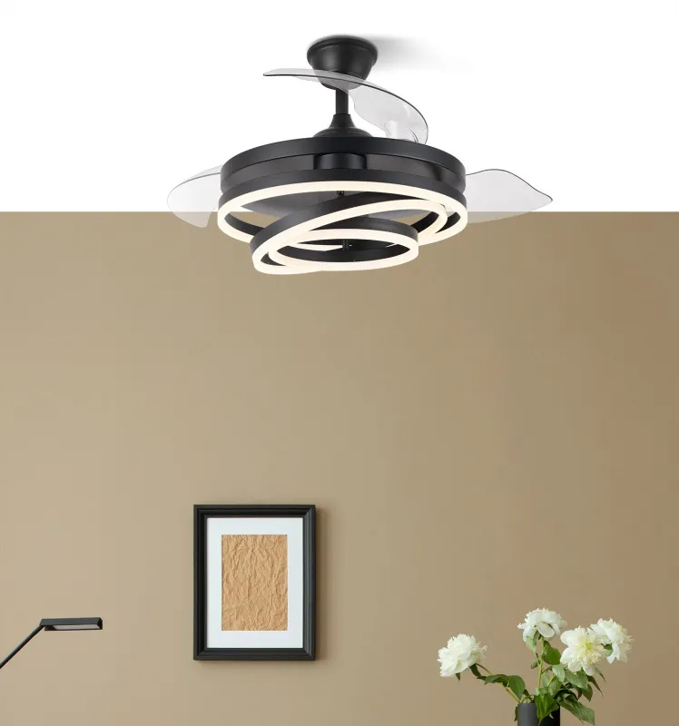 Ventilador 72w Dc Kai Negro 3 Aspas Transp. 6Vel. 3 Colores 43/58x50/107 C/remoto,memoria Y temp. 6120lm