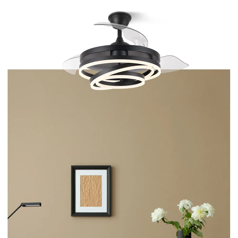 Ventilador 72w Dc Kai Negro 3 Aspas Transp. 6Vel. 3 Colores 43/58x50/107 C/remoto,memoria Y temp. 6120lm