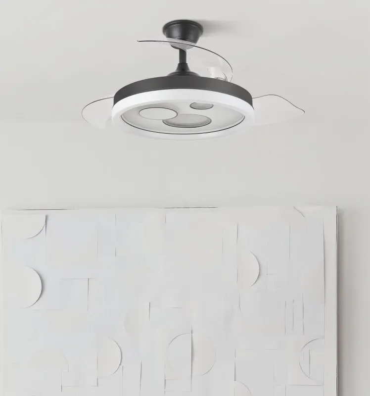 Ventilador Dc Turia 72w 6120lm Negro/blanco 3 Asp.desp. 32/47x50/110d. 3 Colores C/remoto+temporizador+memoria