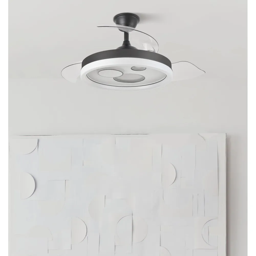 Ventilador Dc Turia 72w 6120lm Negro/blanco 3 Asp.desp. 32/47x50/110d. 3 Colores C/remoto+temporizador+memoria