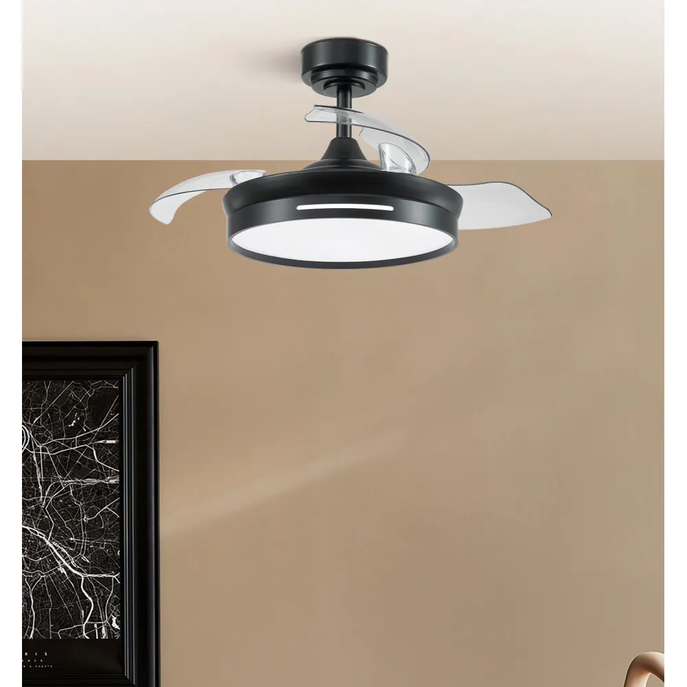 Ventilador Dc 48w Micenas Negro 3asp.91d 6velocidades 4800 Lm 3000-4000-6000k Remoto+memoria+temporizador 24