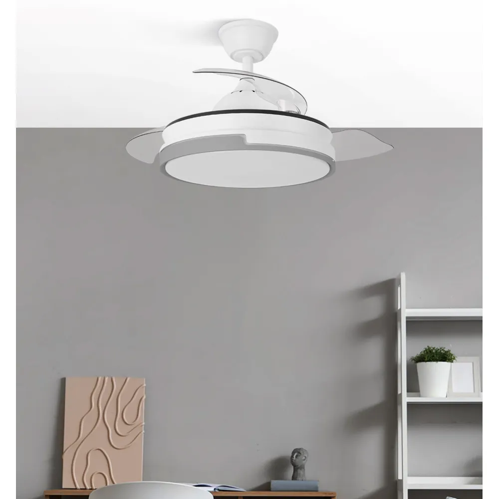 Ventilador Dc Papiro 59w Blan/gris 3asp.107d 6980l 3000-4000-6000k Remot+mem+tempo