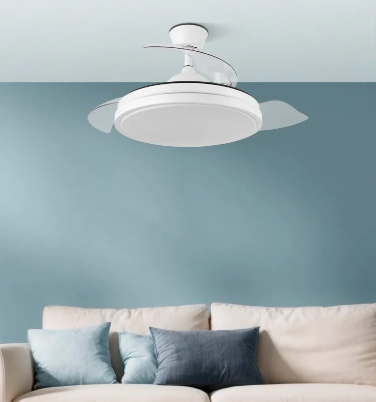 Ventilador Dc Escorpion 59w Blanco 3aspas desplegables 107d 6980lm 3000-4000-6000k Remoto+ Temporizador+ Memoria