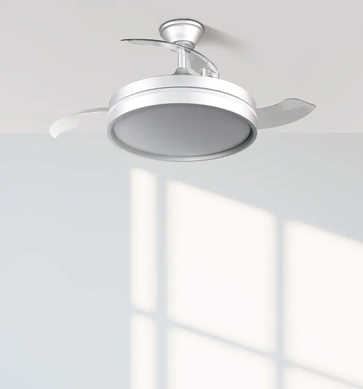 Ventilador Dc Mandarin  Plata 72w 3aspas 108d Reg.intensidad 7200lm 3000-4000-6500k Remoto+memoria+temporizador