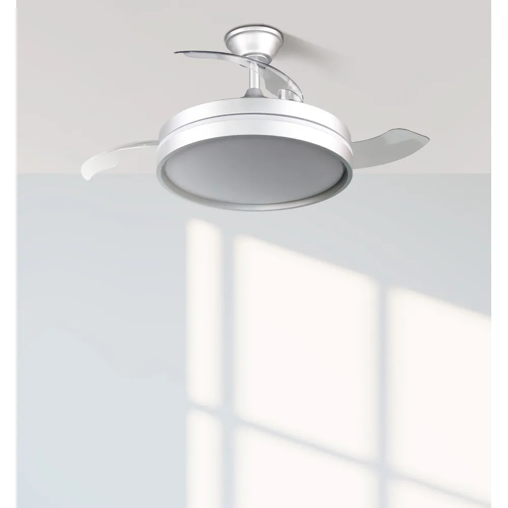 Ventilador Dc Mandarin  Plata 72w 3aspas 108d Reg.intensidad 7200lm 3000-4000-6500k Remoto+memoria+temporizador
