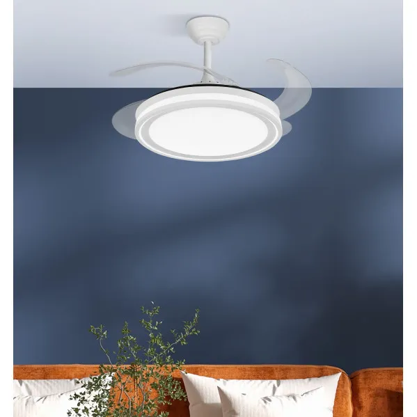 Fan Dc Bandido 59w White 4sails 107d 5900lm 3500-4000-6500k Remote+Reg.Intensity+memory+timer
