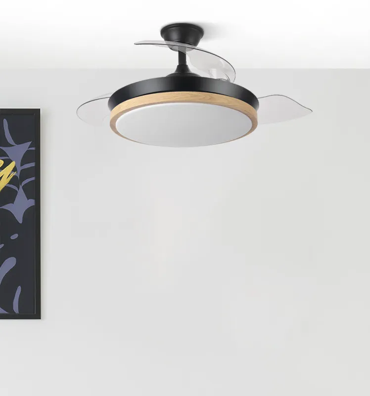 Ventilador Dc Evros Negro/hay 72w 6120lm 91d 3aspas Desplegables 3000-4000-6000k Remoto, Temporizador, Memoria
