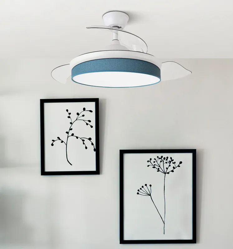 Ventilador Dc Moda 72w Blanco/azul 91d 3aspas 7200lm 3000-4000-6000k Remoto+ Memoria+ Temporizador