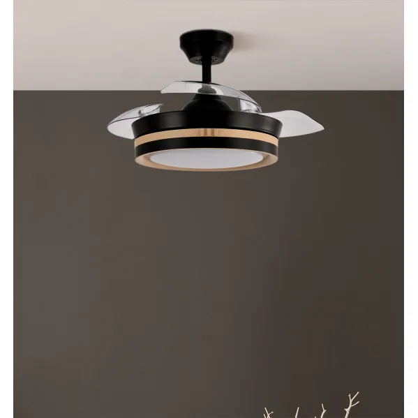 Ventilador Dc Viper Negro/madera 48w 3aspas 91d 4800lm 6vel 3000k,4500k,6000k, Remoto+temporizador+memoria