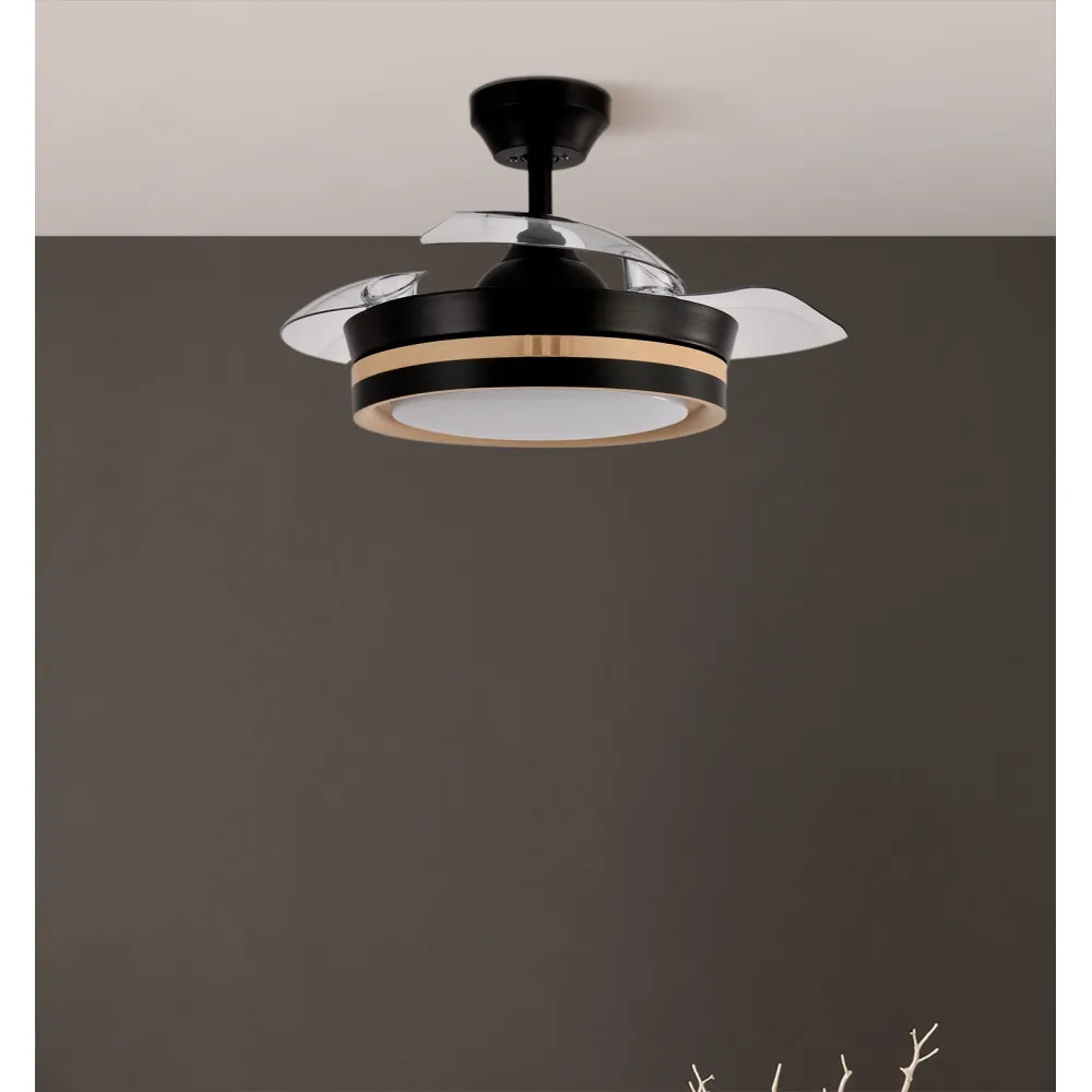 Ventilador Dc Viper Negro/madera 48w 3aspas 91d 4800lm 6vel 3000k,4500k,6000k, Remoto+temporizador+memoria