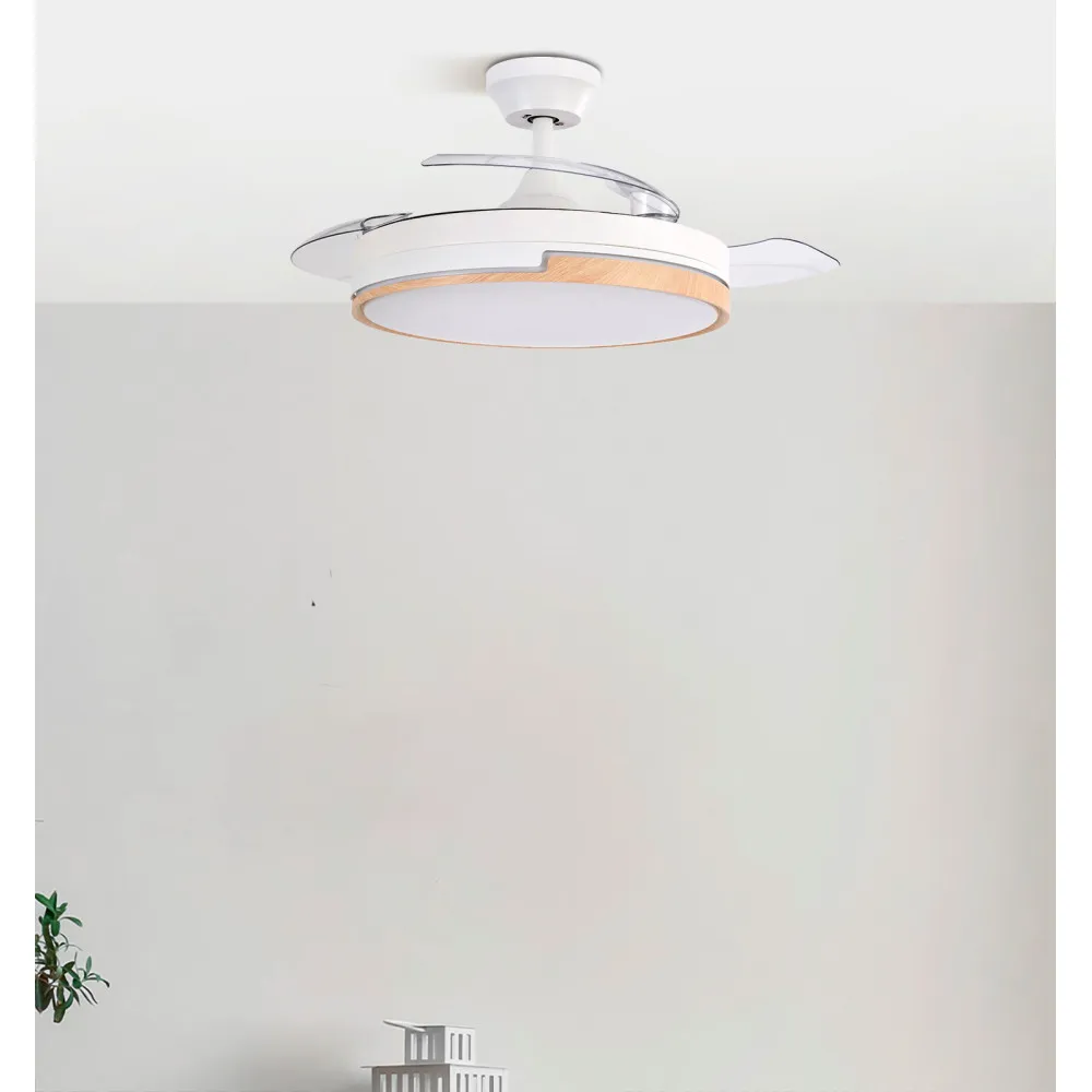 Ventilador Dc 48w Olimpia Blanco/haya 3aspas 91d 4800lm 6vel 3000k,4500k,6000k, Remoto+temporizador+memoria