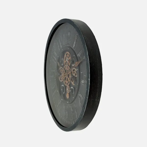 Reloj De Pared Albox Negro 60x60x7cm Engranajes Con Movimiento