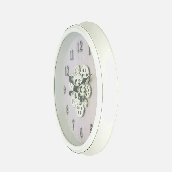 Reloj De Pared Berrocal Blanco/Haya 50x50x6cm Engranajes Con Movimiento
