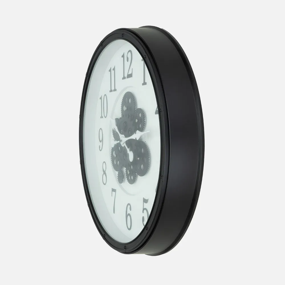 Reloj De Pared Berrocal Negro/blanco 50x50x6cm Engranajes Con Movimiento