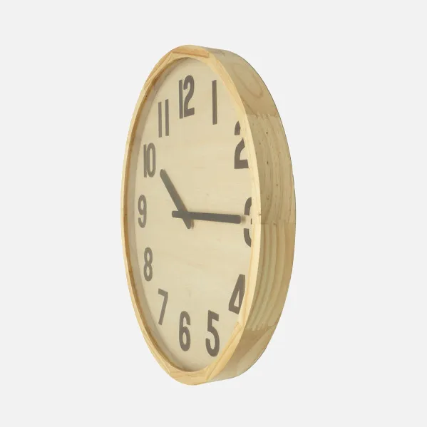 Reloj De Pared Borgoña Madera Clara 60x60x5cm Movimiento Continuo