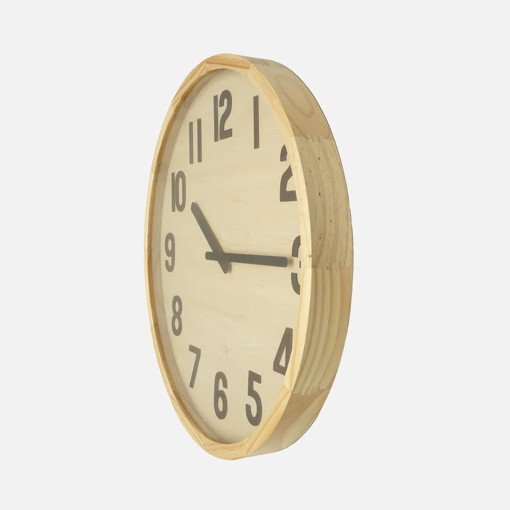 Reloj De Pared Borgoña Madera Clara 60x60x5cm Movimiento Continuo