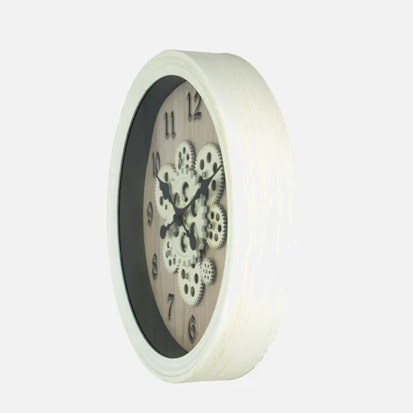 Reloj De Pared Coripe Blanco/Haya 40x40x7cm Engranajes Con Movimiento