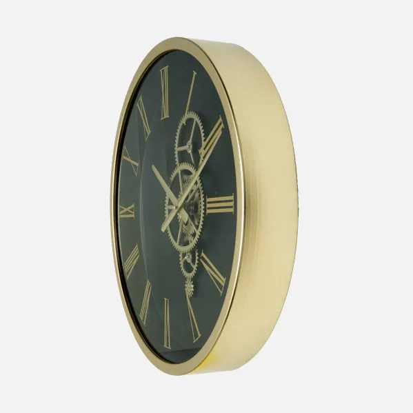 Reloj De Pared Duque Negro/oro 46x46x7cm Engranajes Con Movimiento