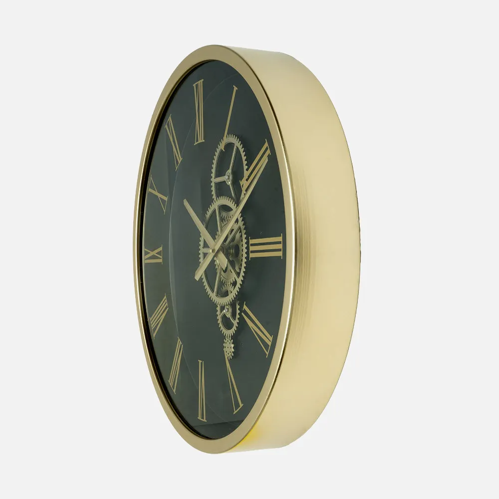 Reloj De Pared Duque Negro/oro 46x46x7cm Engranajes Con Movimiento