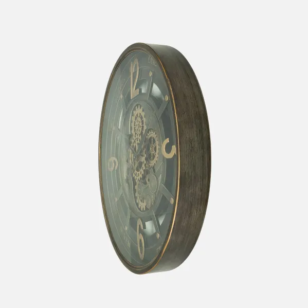 Reloj De Pared Padua Oro/cuero 70x70x8cm Engranaj Es Con Movimiento