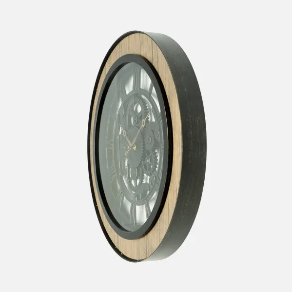 Reloj De Pared Rubite Negro/roble 50x50x5 Cm Movimiento Continuo