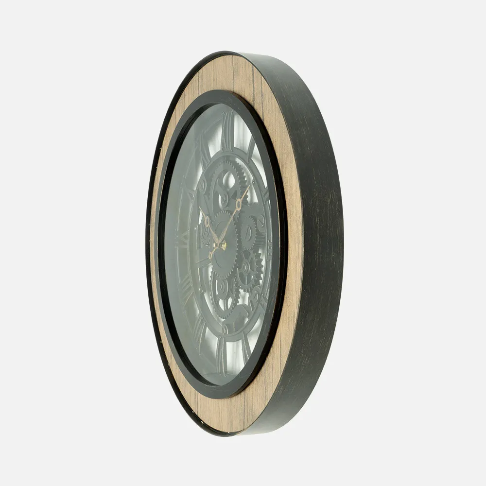Reloj De Pared Rubite Negro/roble 50x50x5 Cm Movimiento Continuo