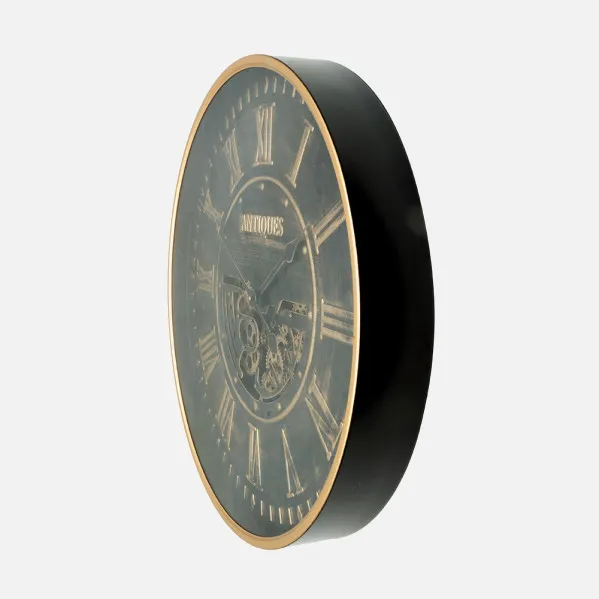 Reloj De Pared Trieste Negro/oro 60x60x8cm Engrana Jes Con Movimiento