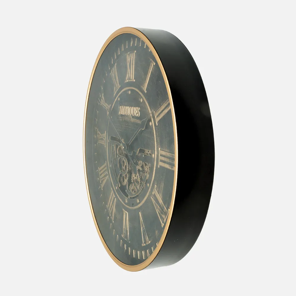 Reloj De Pared Trieste Negro/oro 60x60x8cm Engrana Jes Con Movimiento