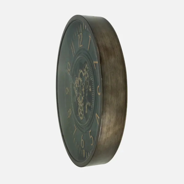 Reloj De Pared Trento Oro/cuero 66x66x10cm Engrana Jes Con Movimiento