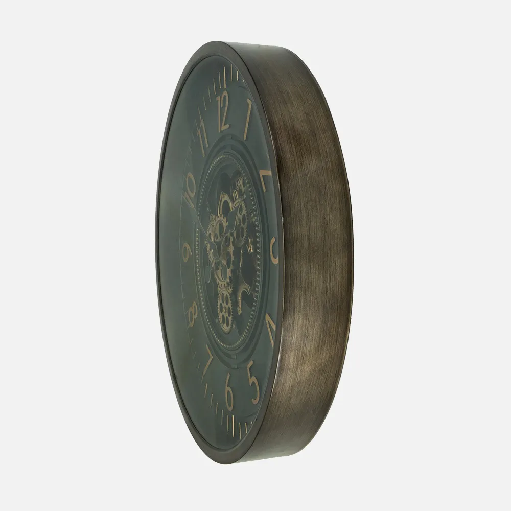 Reloj De Pared Trento Oro/cuero 66x66x10cm Engrana Jes Con Movimiento