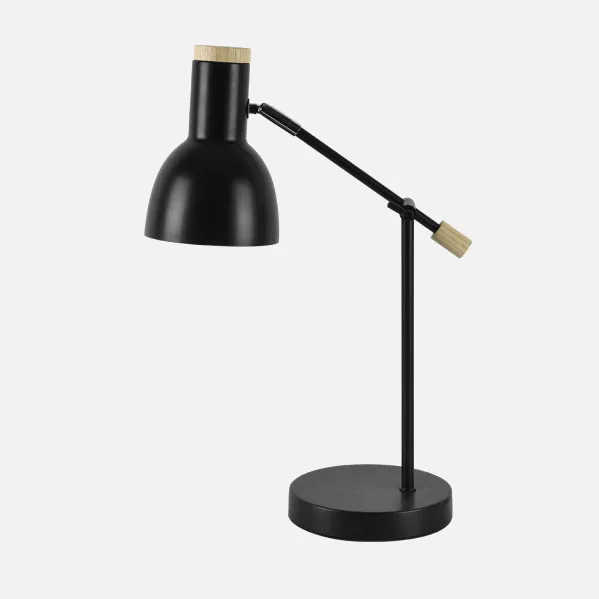 Flexo Tejo 1xe27 Negro/haya Orientable 50x15x16,5cm