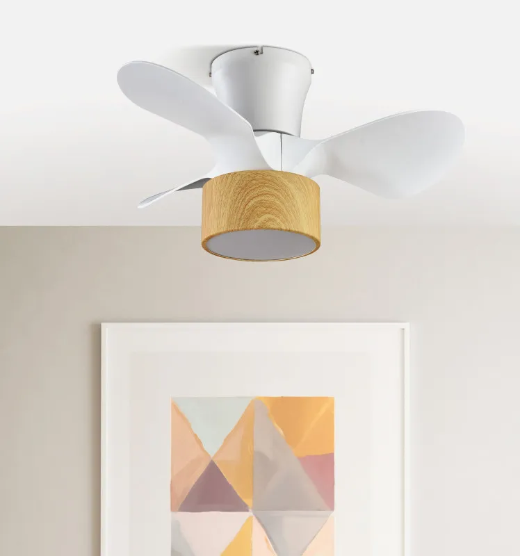 Ventilador DC 24w Kos Blanco/haya 3 Aspas 60d 6 Vel. 2390lm 3000-4500-6000k c/remoto, Memoria Y Temporizador