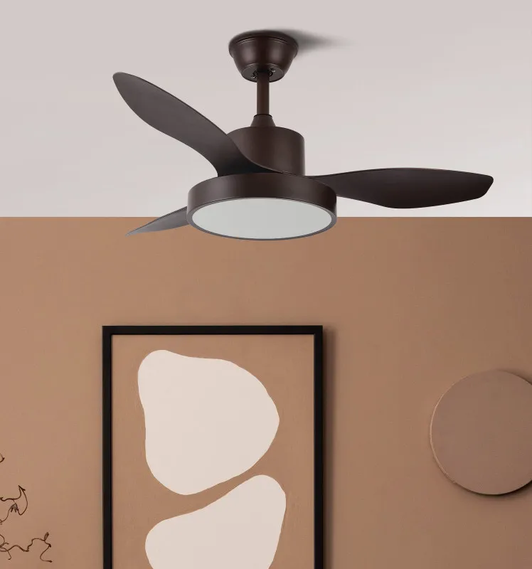 Ventilador Dc Hayate 24w 2650lm Marron 3aspas 6vel 97d 3000-4000-6000k Remoto,memoria Y Temporizador