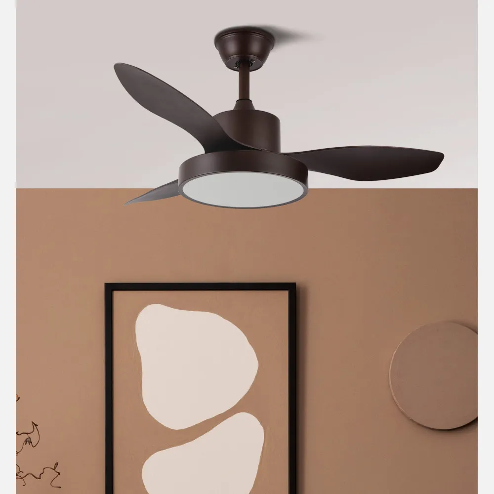 Ventilador Dc Hayate 24w 2650lm Marron 3aspas 6vel 97d 3000-4000-6000k Remoto,memoria Y Temporizador