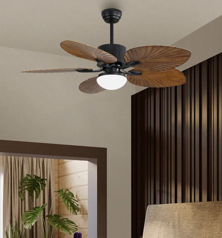 Ventilador Dc 26w Colla Negro 5 Aspas Marron 132cm 6 Velocidades 2950lm Remoto Temporizador Memoria 25