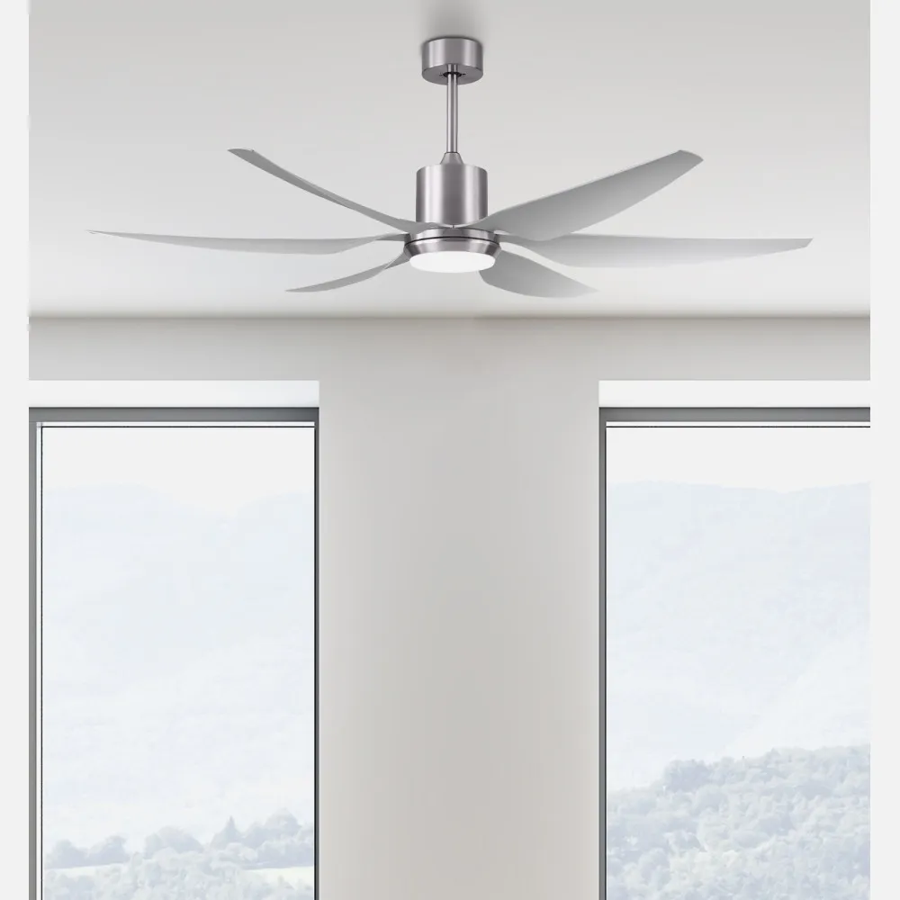 Ventilador Dc Otto 24w 2950lm Niquel 6 Aspas Plata Reg.x167d 3000-4000-6000k 2tijas C/remoto, Memoria y Temporizador