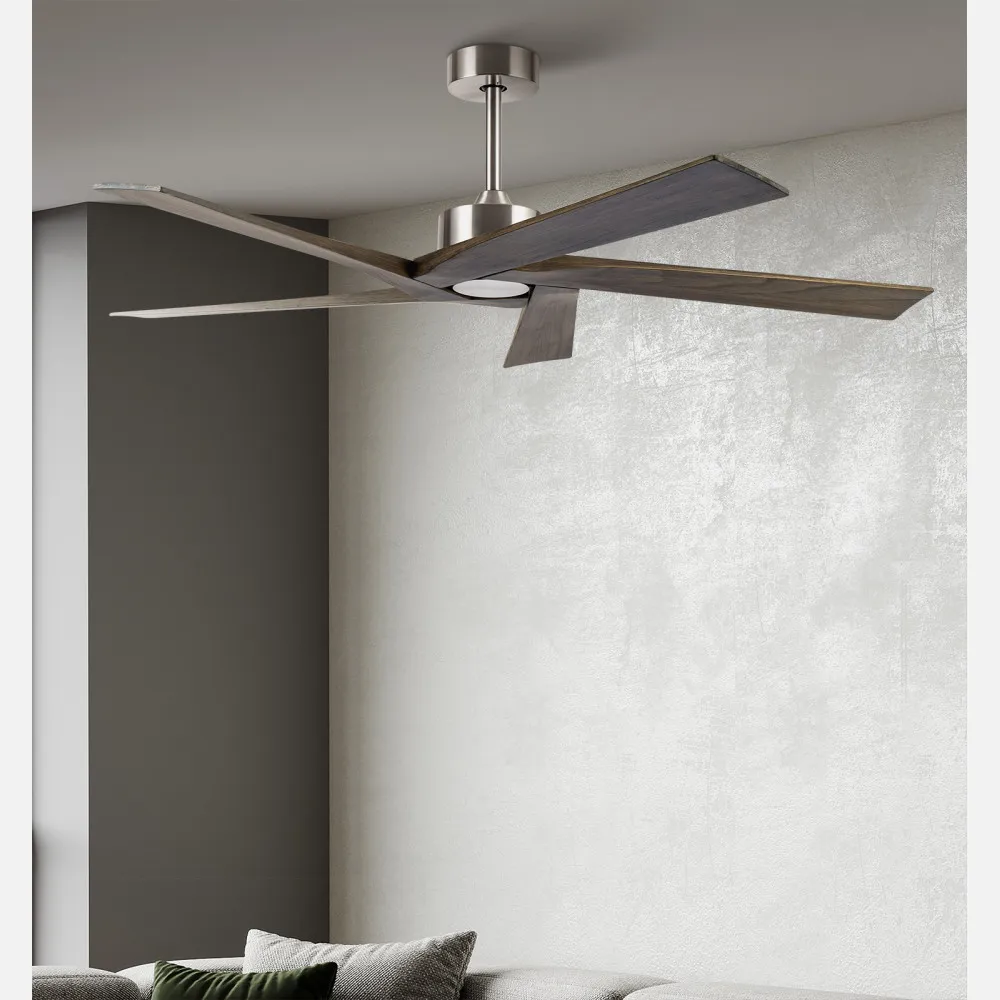 Ventilador Dc Nadir Niquel/rustico Sin Luz 5 Aspas 142,2d C/control Remoto Y Temporizador