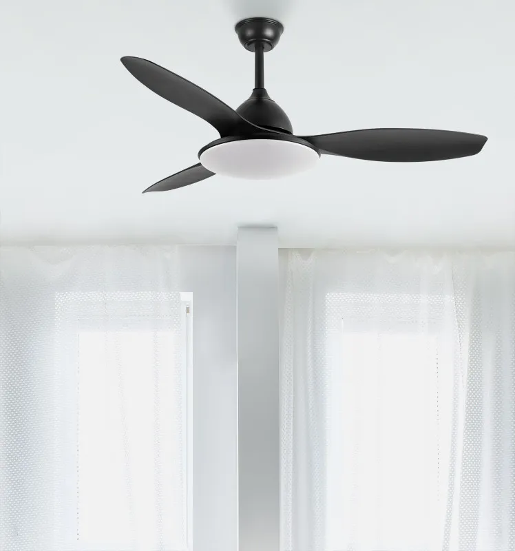 Ventilador Dc Negro Yael 72w 3000-4000-6000k 122d 7200Llm 3 Aspas, Remoto+temporizador+memoria