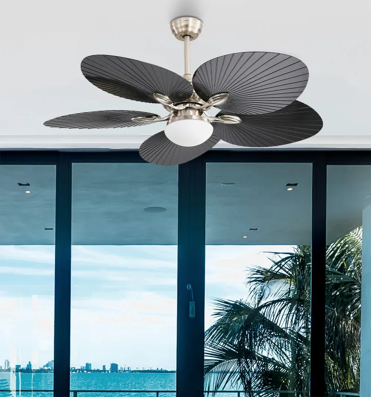 Ventilador  Dc Chaw 24w 2950lm Niquel/negro 5asp.6vel.132d  C/remoto, Memoria Y Temp.3000-4000-6000k