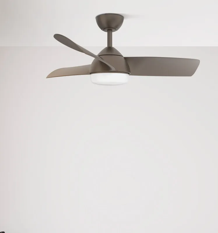Ventilador 24w Dc Haur Marron 3 Asp.6 Veloc.107d  2 Tijas C/remoto, Memoria Y Temp.3000-4000-6000k